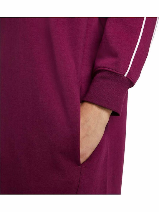 Mini Athletic Dress Long Sleeve with Hood Purple