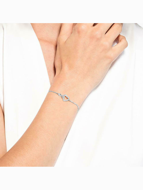 Swarovski Infinity Heart Medium Women's Chain Bracelet with Infinity Design in Silver 24cm