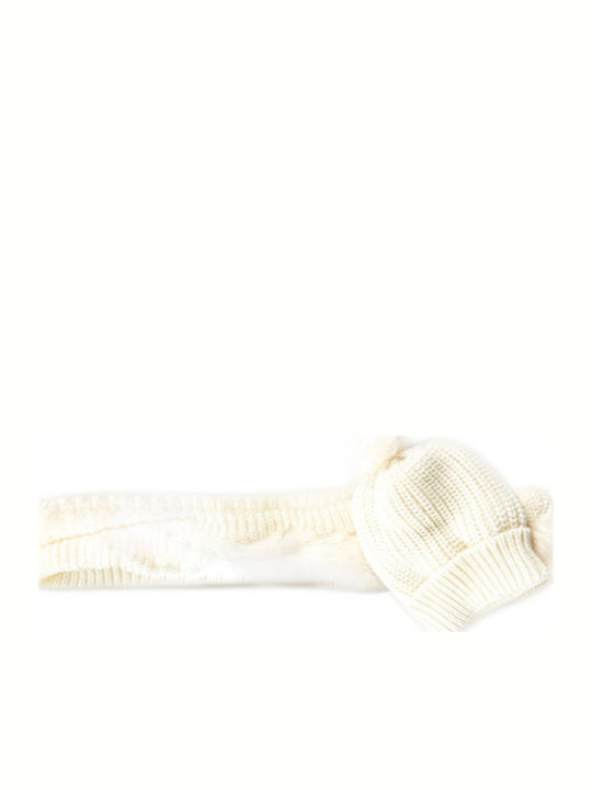 Verde Ribbed Beanie Cap Ecru