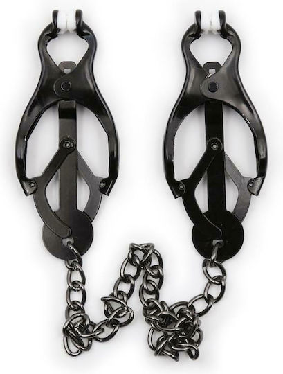 Fetish Addict Japanese Nipple Clamps with Chain Щипки за Зърна Black