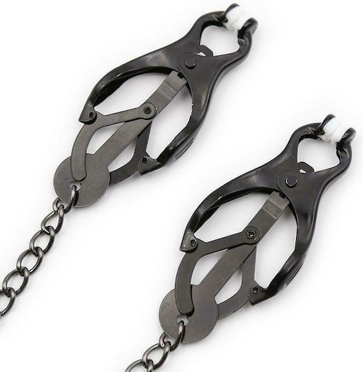 Fetish Addict Japanese Nipple Clamps with Chain Щипки за Зърна Black