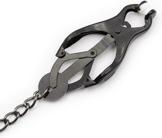 Fetish Addict Japanese Nipple Clamps with Chain Щипки за Зърна Black