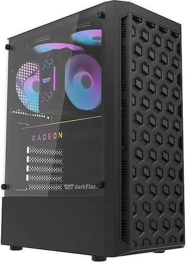 Darkflash DK300 Gaming Midi Tower Κουτί Υπολογιστή με Πλαϊνό Παράθυρο Μαύρο