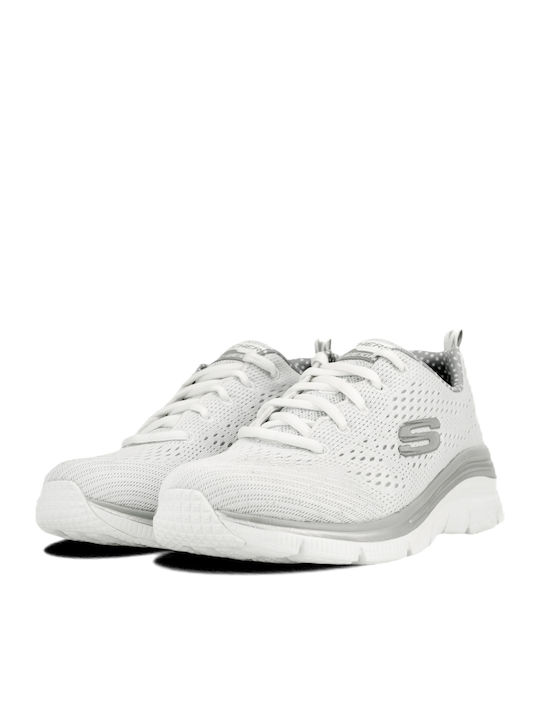 Knit Lace Up Wedge Sneakers White