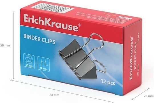 ErichKrause Metallic Clips 25mm Black 12pcs