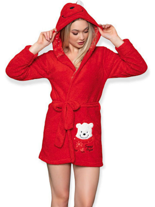 FMS Winter Women's Fleece Robe Red Sweet Life