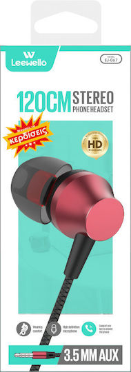 Leewello EJ-067 In-ear Handsfree Headphones with Connector 3.5mm Red