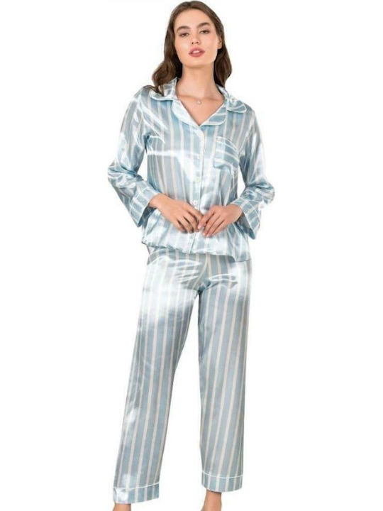 Moongirl Winter Damen Pyjama-Set Hellblau