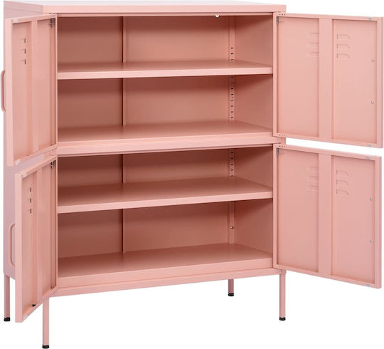 Метален Офисен Шкаф Розов 80x35x101.5см
