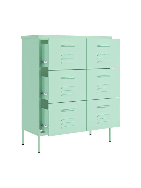 Office Storage Metal Drawer Bay Leaf Mint L80xW35xH101.5cm