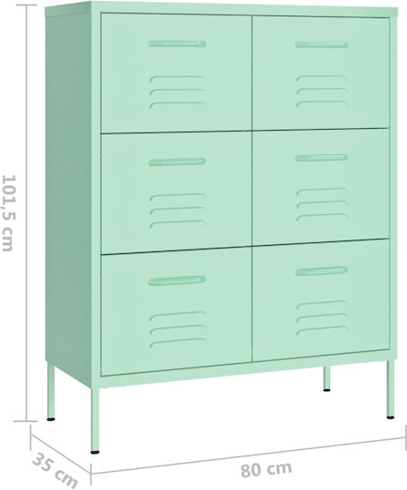Metallische Büroaufbewahrungsschublade Mint 80x35x101,5cm