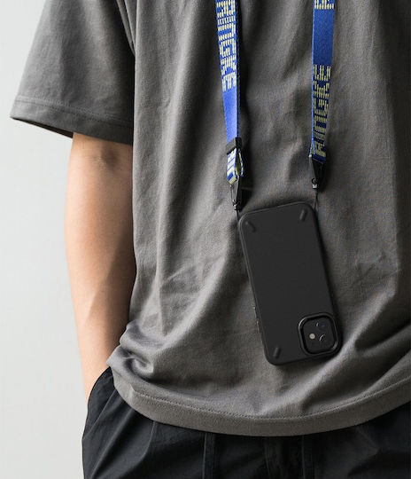 Ringke Onyx Back Cover Σιλικόνης 2mm με Λουράκι Σετ με Τζαμάκι Μαύρο (iPhone 12 mini)