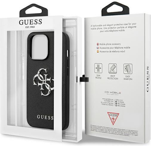 Guess Umschlag Rückseite Synthetisches Leder Schwarz (iPhone 13 Pro)
