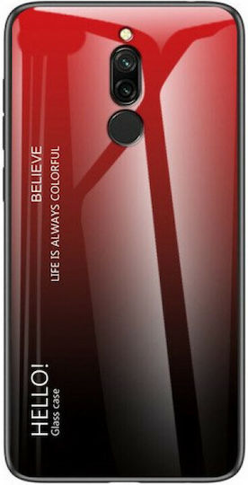 Hurtel Gradient Glass Umschlag Rückseite Synthetisch Rot (Redmi 8)
