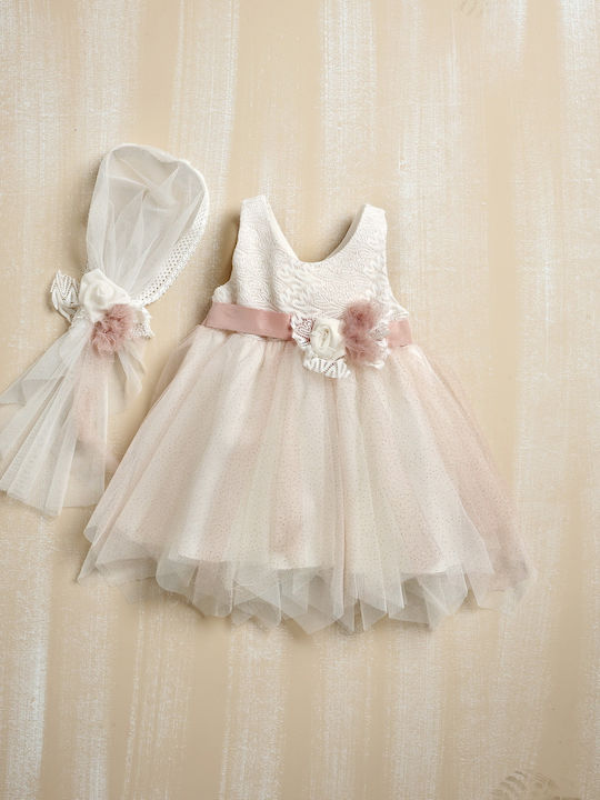 Lollipop Celebrations Rosa Taufset Kleidung mit Haar-Accessoires , Kleid & Strickjacke aus Tüll 3Stück