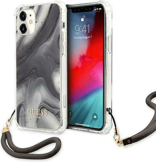 Guess Marble Umschlag Rückseite Kunststoff mit Band Gray (iPhone 12 mini)