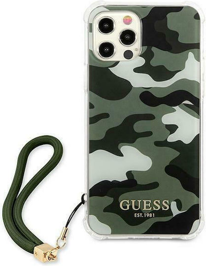 Guess Camo Back Cover Σιλικόνης με Λουράκι Χακί (iPhone 12 Pro Max)