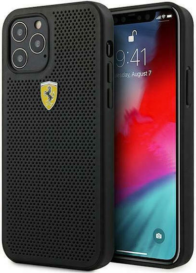 Ferrari Perforated Back Cover Πλαστικό Μαύρο (iPhone 12 / 12 Pro)