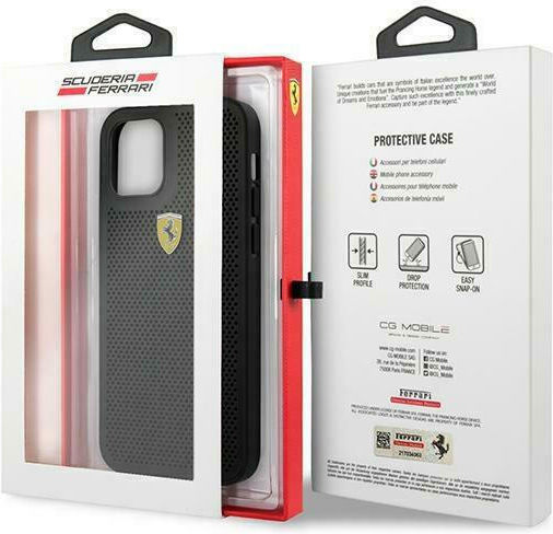 Ferrari Perforated Back Cover Πλαστικό Μαύρο (iPhone 12 / 12 Pro)