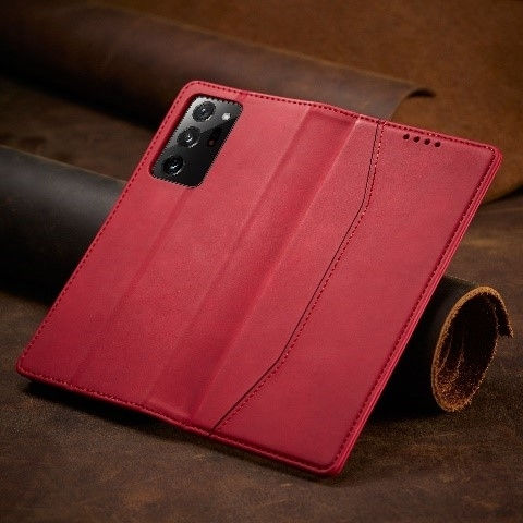 Bodycell PU Leather Buchen Sie Synthetisches Leder Rot (Galaxy Note 20 Ultra)