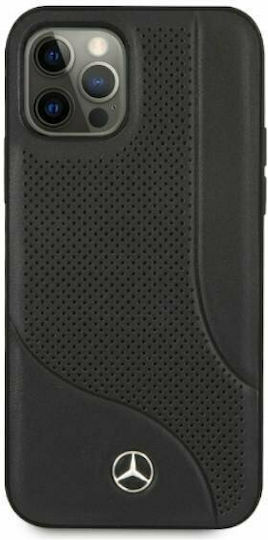 Mercedes-Benz Hardcase Leather Perforated Umschlag Rückseite Leder Schwarz (iPhone 12 Pro Max)
