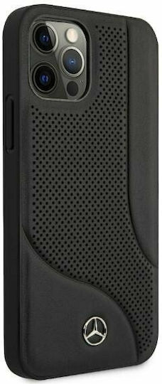 Mercedes-Benz Hardcase Leather Perforated Umschlag Rückseite Leder Schwarz (iPhone 12 Pro Max)