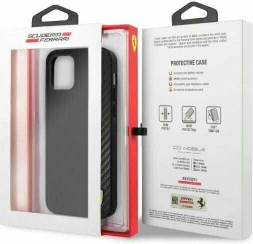 Ferrari On Track Carbon Stripe Back Cover Σιλικόνης Μαύρο (iPhone 12 Pro Max)