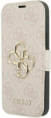 Guess 4G Metal Logo Synthetic Leather Book Pink (iPhone 13 Pro)