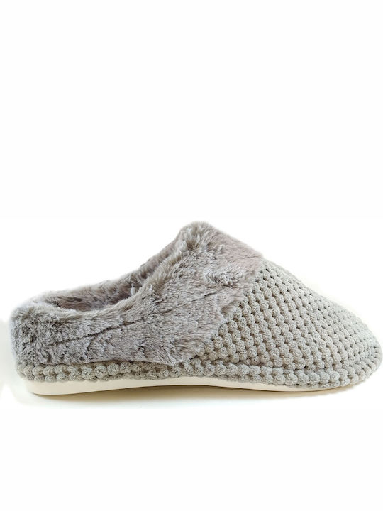 Adam's Shoes Winter Women's Slippers with fur in Gray color