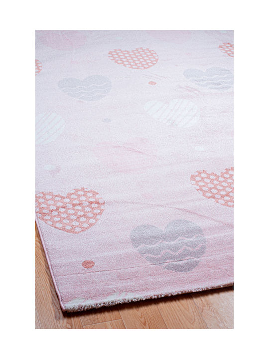 Klonaras Παιδικό Χαλί Καρδιές 133x190cm Πάχους 10mm 145 Pink