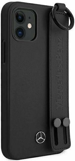Mercedes-Benz Leather Hand Strap Back Cover Plastic / Piele Negru (iPhone 12 mini)