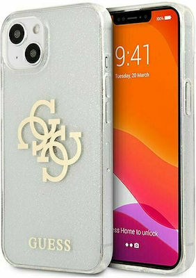 Guess Glitter 4G Big Logo Plastic Back Cover Transparent (iPhone 13 mini)