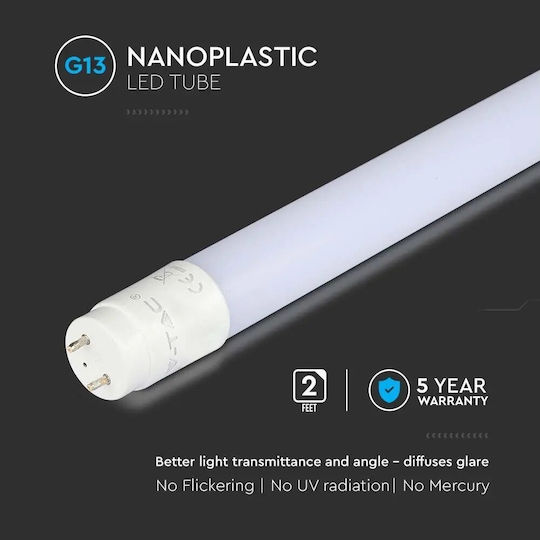 V-TAC VT-062 LED Bulb 7.5W Fluorescent Type 60εκ. for Socket G13 and Shape T8 Warm White 850lm