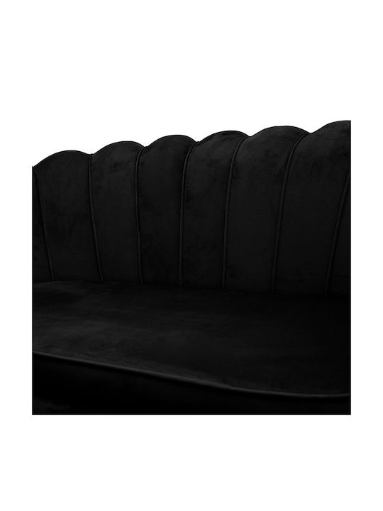 Daimon Two-Seater Couch Velvet Black Velvet-Black Metal 134x70x77cm