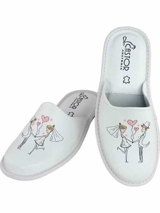 Anatomical Leather Women's Slippers White