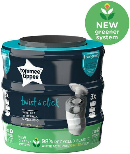 Tommee Tippee Twist and Click Replacement Bags for Bin Multicolored 3 Pieces