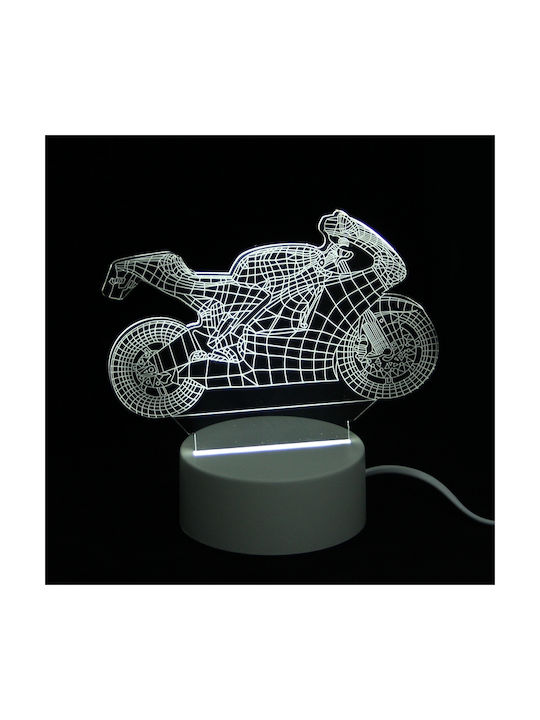 Motorcycle Διακοσμητικό Φωτιστικό 3D Illusion LED σε Λευκό Χρώμα