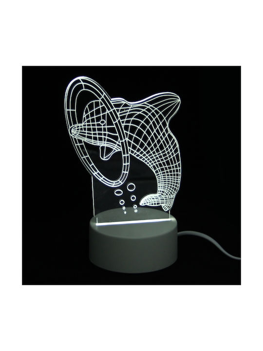 Dolphin Dekorative Lampe 3D-Illusion LED Weiß