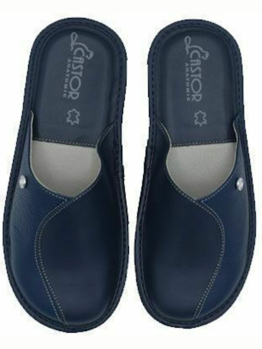 Anatomical Leather Women's Slippers Navy Blue
