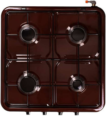 Ertone ERT-MN-209MR Liquid Gas Countertop with 4 Burners Brown