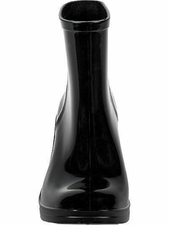 Women's Short Mid Heel Wellies Black