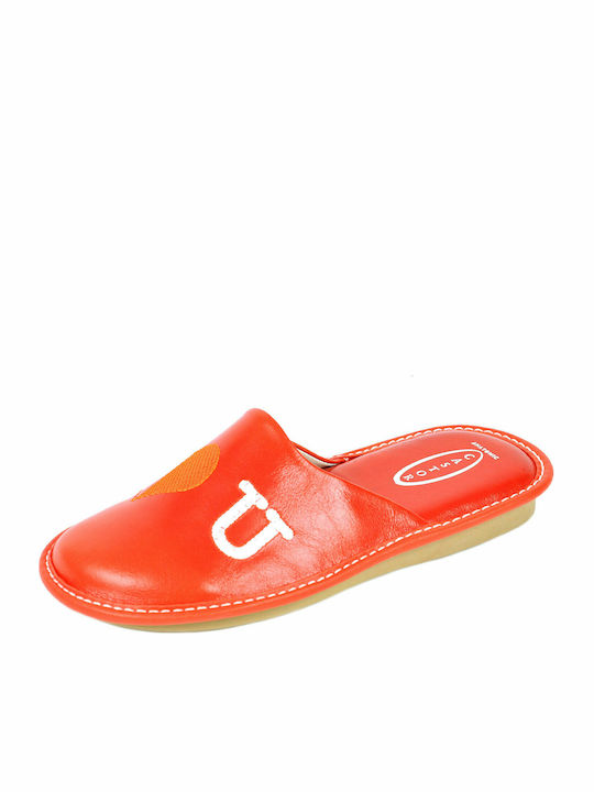 Castor Anatomic 3044 Anatomic Leather Women's Slippers In Red Colour