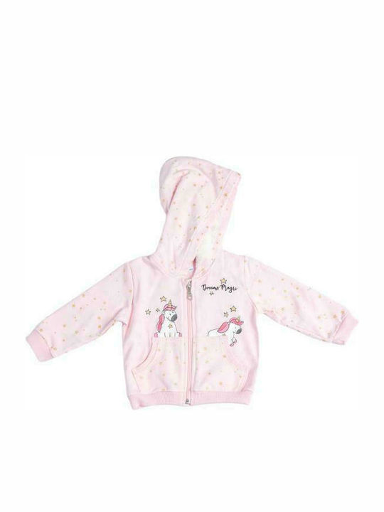 Joyce Girls Fleece Hooded Sweatshirt Magic Stars with Zipper Pink