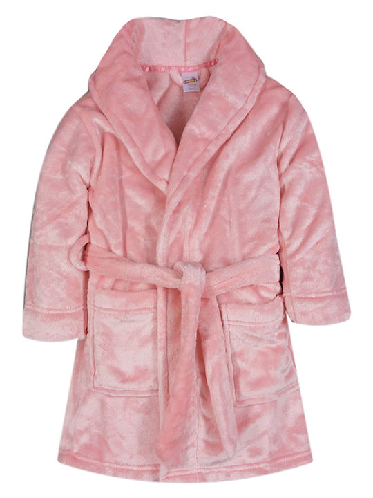 Minerva Παιδική Ρόμπα Χειμωνιάτικη Fleece Ροζ