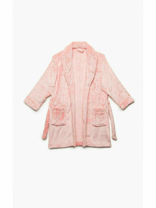 Minerva Παιδική Ρόμπα Χειμωνιάτικη Fleece Ροζ