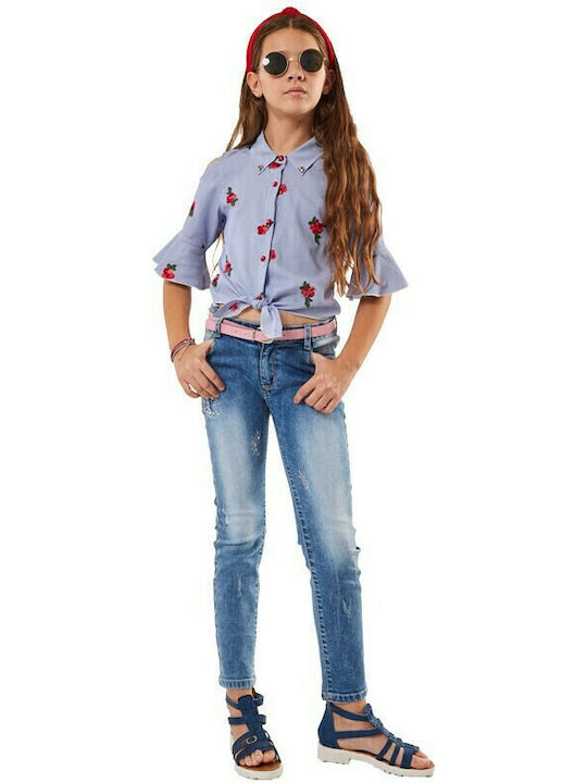 Kids Striped Shirt Long Sleeve Blue