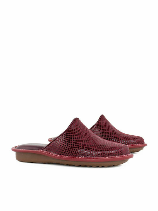 Anatomische Leder Damen Hausschuhe Burgundisch