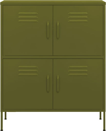 Metal Office Cabinet Olive 80x35x101.5cm