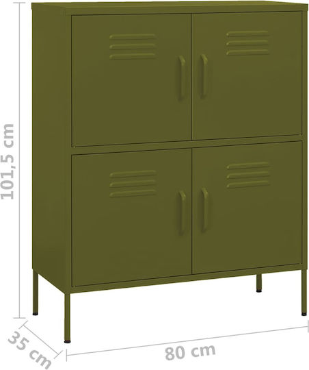 Metal Office Cabinet Olive 80x35x101.5cm