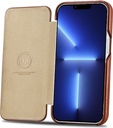 iCarer Curved Edge Vintage Book Δερμάτινο Καφέ (iPhone 13 Pro)